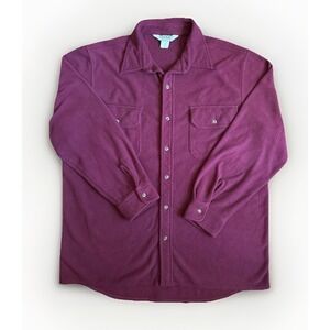 Vintage LL‎ Bean Mens Button Up Shirt Size L Long Sleeve Soft Fleece Made In USA